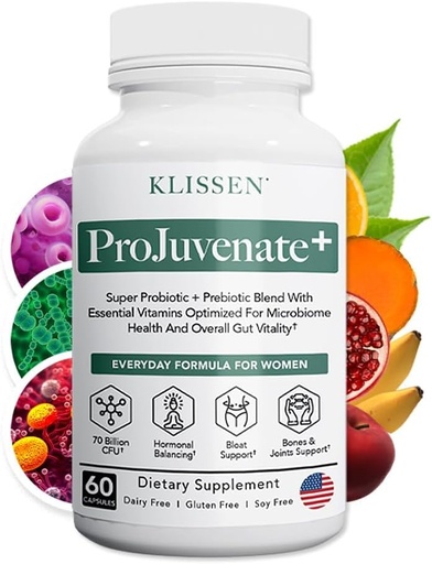 [BRSROBDQCQMQ4DTO] ProJuvenate+ Manejo Probiótico de Peso para Mujeres, Apoya Gut & Digestive Health, Ayuda con Bloating Ocasional, Metabolismo Saludable & Immune Support, 70 Billion CFU & Prebiotics (60 Cuenta)