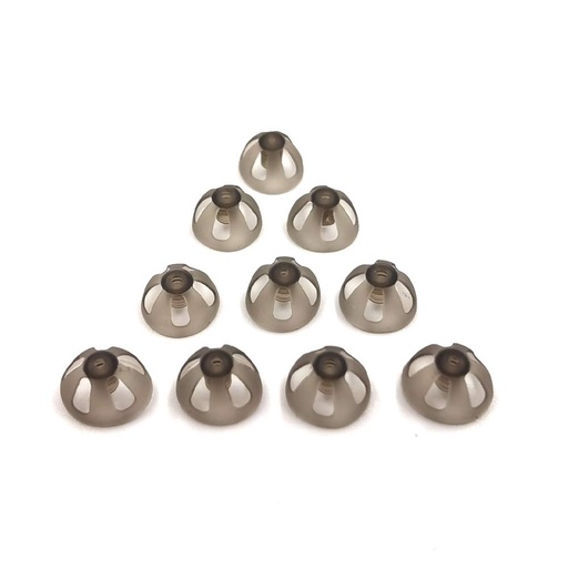 [BRSWYEARO57WKFDX] Hearing Aid Domes Smoky Gray Tips Ear Pieces Comfortable for Open Fit BTE Sound Amplifier PSAP Kit Invisible 10mm (L * 10)