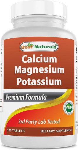 [BRSRMHQRCIIQOEQ6] Geriausi Naturals Calcium Magnis kalio - 120 tablečių - Non- GMO & Gluten Free