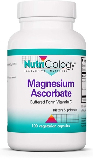 [BRSWIYQHPJ5WYAAZ] Nutricology Magnesium Ascorbate Supplement - 1000mg Buffered Vitamin C, Immune Support, Magnesium Powder, Vegetarian Capsules - 100 Count
