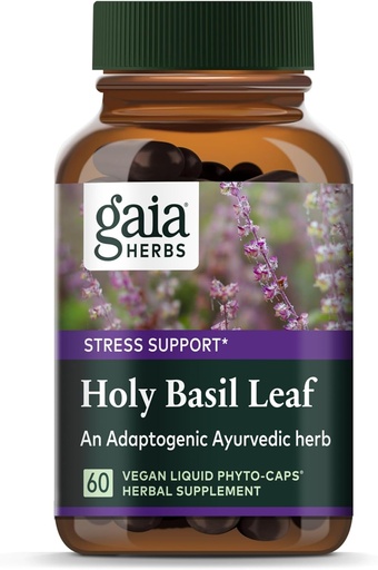 [BRSWIYL7C4ARQD3E] Gaia Herbs Sant Basil Leaf - tradicionalment emprat per donar suport a la resposta de Stresss - Adaptogenic Ayurvedic Herb * - 60 Veganquid Phyto-Caplesules (30-Dinay)