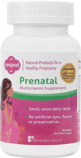 [BRSWIYTYAIHGYHTU] Fairhaven Health Peapod Prenatal Multivitamin - 1 Per Day, Light Vanilla Flavor - Pregnancy Must Haves for Women and Baby Health - Includes Iron, Vitamin C, and Folic Acid - 2 Month Supply
