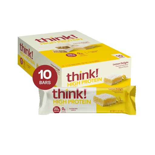 [BRSWIBARCIHB6C3A] think! Protein Bars, High Protein Snacks, Gluten Free, Kosher Friendly, Lemon Delight, Nutrition Bars, 2.1 Oz per Bar, 10 Count (Packaging May Vary)