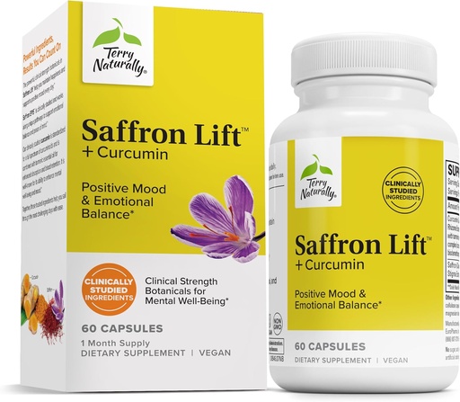 [BRSWGAQ7O4HAKFL4] Terry Naturally Saffron Lift + Curcumin - Herbal Supplement with Curcumin - Non-GMO Saffron & Brain Curcumin Capsules - Concentration & Relaxation Support Supplement - 60 Capsules