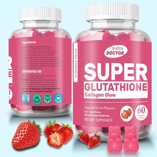 [BRSRAYYODMNRA2YY] Super glutathione Collagen Glow Gummies,Glutathione Skin Care - Skin Brightening - Gummies Collagen - Anti-Aging L-Glutathione - Marine Collagen & Vitamins