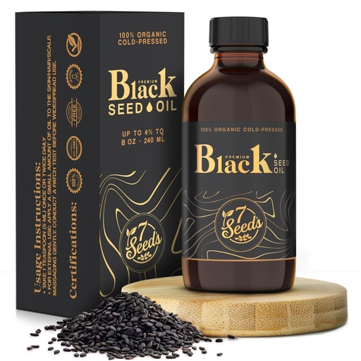 [BRSRAFI5OAGRYDQV] 7 Seeds Cold Pressed Black Seed Oil - 240 ml Cold Pressed Nigella Sativa Liquid for Immune Support, Inflamation Support, Digestion, Hair & Skin (8 Fl Oz)