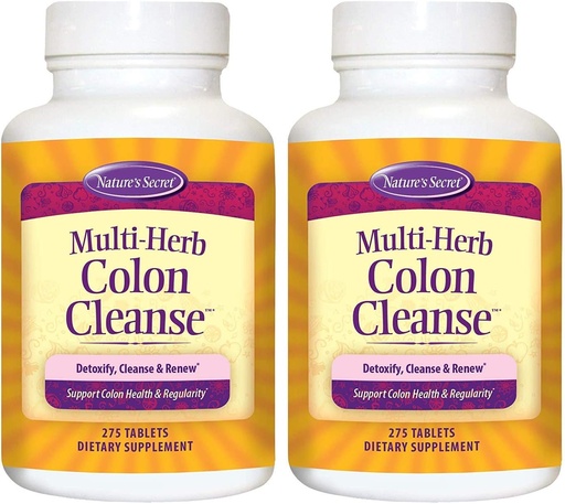 [BRSWKYLYBEOQ2CL6] Multi-Herb Colon Cleanse by Nature's Secret | Supports Digestive Health and Regularity, 275 Tablets (Pack of 2)