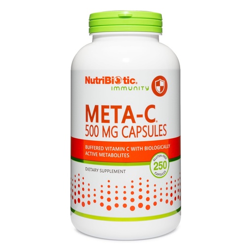 [BRSWIY36CYPGADQZ] NutriBiotic Meta-C Capsules, 500 mg Spirulina-Bound Vitamin C, 250 Count | Buffered with Calcium, Biologically Active Spirulina Metabolites & Lemon Bioflavonoids | Antioxidant & Collagen Support