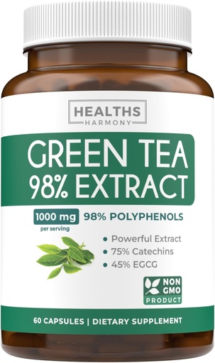 [BRSRO23YCJ5W2GT7] EGCG Green Tea Extract kapsulak - Super High Potency Green Tea Pills Antioxidant Rich Formula Polyphenols Catechins & EGCG-rekin paketea - 500mg Per Capsule - Ez-GMO & Made in USA (1 Hileko hornidura)