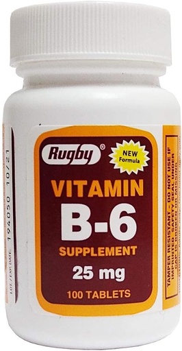 [BRSWECQCO56RG234] Vitamin B-6 25 mg, 100 Tablets, Watson Rugby - Buy Packs and Save (Pack of 2)