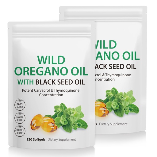 [BRSRAGL2OYBAMAI3] 2 Pack Oil of Oregano Softgels, Oregano Oil Capsules, 165mg Carvacrol, 2 in 1 Formulated Oil of Oregano with Black Seed Oil 200mg, Oregano Oil Supplement Capsules