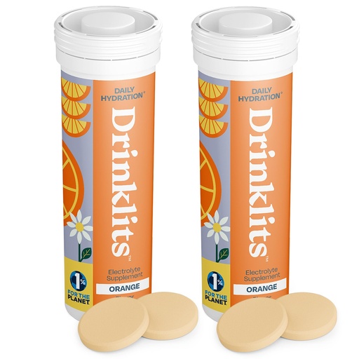 [BRSROBIFPMFBUFI3] Drinklits Orange Daily Hydration Tablets (2) Tube Bundle | Essential Electrolytes – 0g Sugar – Replenishing Hydration Drink | 20 Servings - 10 Tablets Per Tube