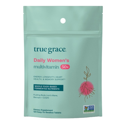 [BRSRAYA2OJ7A4FI2] True Grace Daily Women’s Multivitamin 50+ - 120 Easy-to-Swallow Tablets - Immune, Energy, Longevity & Memory Support - Vegan - Gluten, Soy & Iron Free - 60 Servings