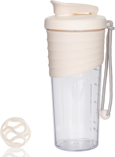 [BRSROCQDO4JQM237] Shaker Bottle for Protein Mixes, 24 oz, Protein Shaker with Whisk Ball, Mixer Bottle, Portable Pre Workout Whey Drink Shaker Cup, Beige