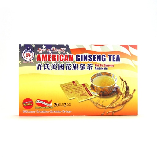 [BRSWIYTYOZ5AM3I5] Hsu’s American Ginseng Tea Bags | 100% Wisconsin-Cultivated Caffeine Free, Vegan, Gluten Free Herbal Wellness Tea- 20 bags