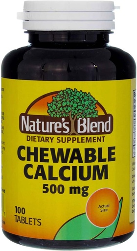 [BRSWGFILBYFQE3DK] Nature's Blend Chewable Calcium 500 mg, 100 Tablets (Pack of 3)