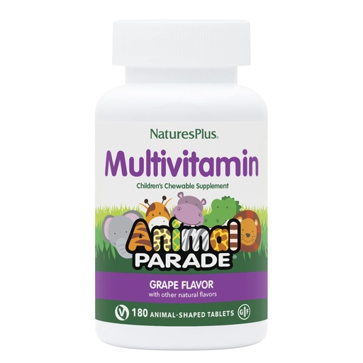 [BRSWIYT3PMDROELE] NaturesPlus Animal Parade Children's Chewable Multivitamin - Grape Flavor - 180 Animal-Shaped Tablets - Promotes Health & Well-Being - Vegetarian, Gluten Free - 90 Servings