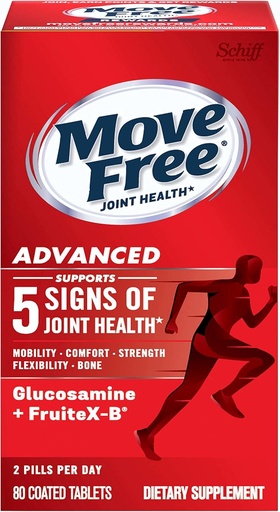 [BRSWIZAAAF7RWEIV] Move Free Advanced Glucosamine Chondroitin + Calcium Fructoborate Joint Support Supplement, Supports Mobility Comfort Strength Flexibility & Bone - 80 Tablets (40 servings)*