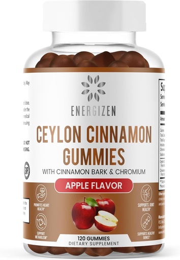 [BRSRAGQ2CUBB4YDK] Cinnamon + Chromium Gummies - 120 Vegan Gummies - Joint Pain & Brain Health Support, Sugar-Free, Antioxidant Rich, Non-GMO, Gluten-Free Supplement, Natural Apple Flavor