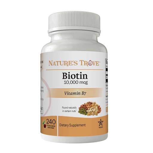 [BRSWKGQ2BMDGCF3G] Nature's Trove Biotin 10,000 mcg 240 EZ Chew Tablets Cherry Flavor