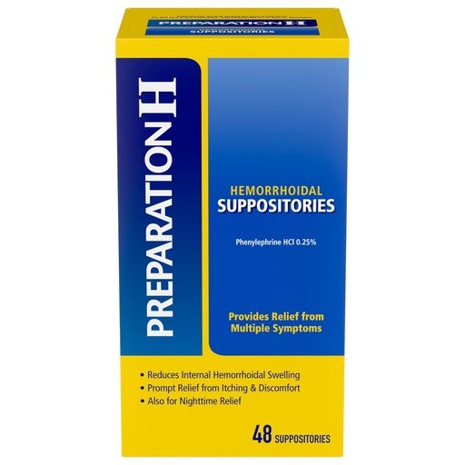 [BRSWGZ32AF5BMEQY] PREPARATION H Hemorrhoid Symptom Treatment Suppositories, Burning, Itching and Discomfort Relief (48 Count)