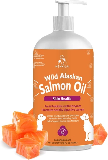 [BRSRAGAEO4ORGFY7] Wild Alaskan Salmon Oil for Dogs & Cats, Omega-3 Fish Oil Supplement with EPA & DHA, Support Skin Health, Shiny Coat, Strong Joint & Allergy Relief - Pump Bottle 16oz