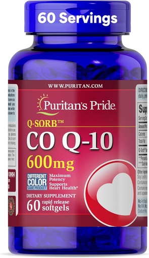[BRSWI2YZOMDAAE3U] Puritan's Pride Coenzyme CoQ10 600mg, Heart Health, Kan Pressure, Oral Gum Health, və sağlam Aging Support, 60 Day Supply, Rapid Release Softgels