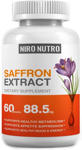 [BRSWYEDQBBYGCH3G] Saffron Supplements, Organic Saffron Extract Capsules for Eyes & Heart Health, Appetite Suppressant for Weight Loss Women, Supports Immune System, Metabolism Booster, Non–GMO