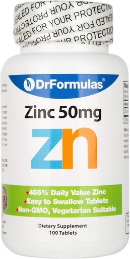 [BRSWG2YFDICAOYLF] DrFormulas Zinc for Acne 50mg Supplement with Chelated Zinc Oxide Citrate, 100 Day Supply (Tablets Not Lozenges, Gluconate, or Picolinate)