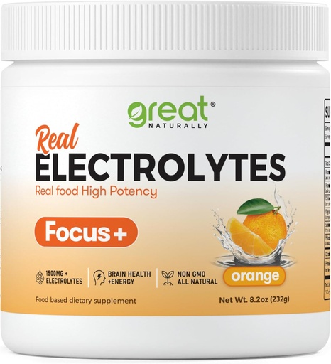 [BRSROBQBOF5BUD3K] Focus+ Electrolito nootrópico de laranxa: hidratación e apoio cerebral para o mellora cognitivo, memoria, concentración - Citicolina, cafeína orgánica, metilo B12 - feito en Estados Unidos