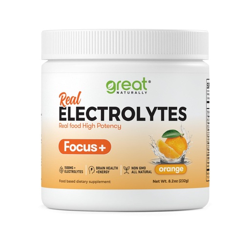 [BRSROBQBOF5BUD3K] Focus+ Orange Nootropic Electrolyte: Hydration & Brain Support for Cognitive Enhancement, Memory, Concentration - Citicoline, Organic Caffeine, Methyl B12 - Made in USA