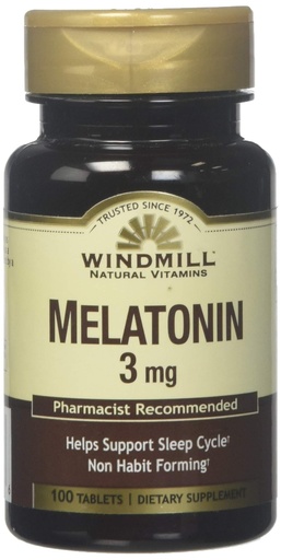 [BRSWIYYLBACRWHT2] Windmill Windmill Melatonin 3 Mg Tabs 100'S Windmill