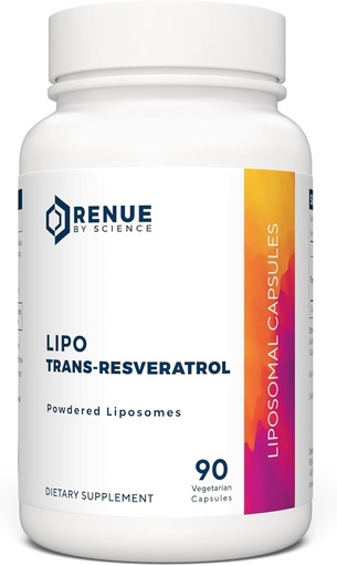 [BRSROZQLCN5GCE33] Renue By Science Resveratrol | High Strength Liposomal Resveratrol Supplement | 90 Trans Resveratrol Capsules - 125mg Reservatrol per Serving | Non-GMO | Made in The USA Third-Party Tested