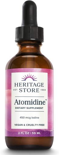 [BRSWIEIYOQNGKCDG] Magasin Heritage Atomidine 450mcg gouttes d'iode liquide, supplément d'iode chargé électriquement pour un soutien thyroïdien sain,* formule biodisponible, végétalien et sans cruauté, environ 960 portions, 2 fl oz