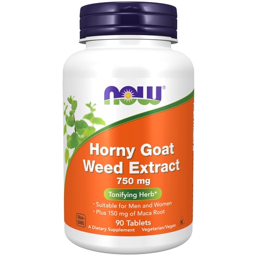 [BRSWIYYHAQBRSF3K] NOW Supplements, Horny Goat Weed Extract 750 mg Plus 150 mg of Maca Root, Tonifying Herb*, 90 Tablets