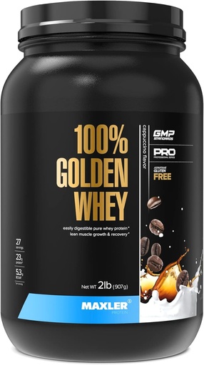 [BRSWYZYPOB7A2CYU] Maxler 100% Golden Whey Protein - 23g of Protein per Serving - Premium Whey Protein Powder for Pre Post Workout - Fast-Absorbing Whey Concentrate, Isolate & Hydrolysate Blend - Cappuccino 2 lb