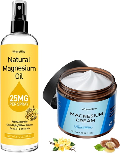 [BRSRAAIYOABG22DA] Topical Magnesium Lotion&Spray for Leg Cramps and Sleep,Nighttime Magnesium Cream for Pain,Muscle Relaxation,Calm,Deep Hydration for Body & Skin Care - Natural and Safe for Kids