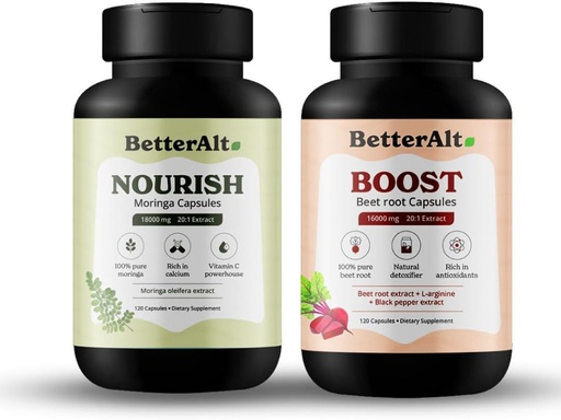 [BRSROCQ5BAIBQAL7] Better Alt Moringa & Beetroot Capsules|100% Pure Moringa Leaf Powder Supplement & 100% Natural Beetroot Supplement |Rich in Calcium & Vitamin C