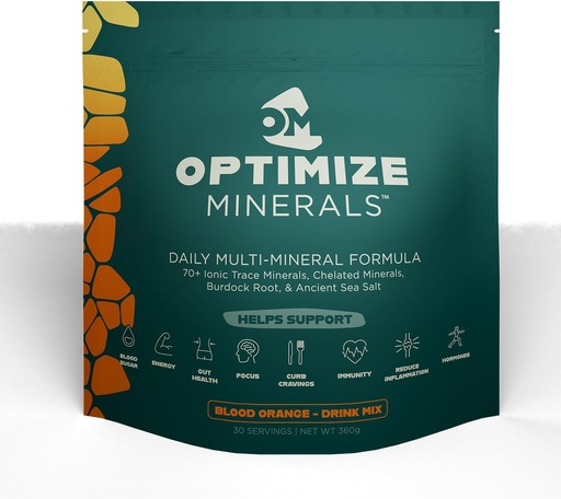 [BRSRAYI7A4NAGEIY] Otimize Minerais Fórmula Diária Múltipla Mineral – Magnésio, Eletrólitos e Traço Suplemento Mineral Pó - Vitaminas Glúteas Bebidas para Bem-Estar Optimal - Laranja de Sangue, 30 Servings