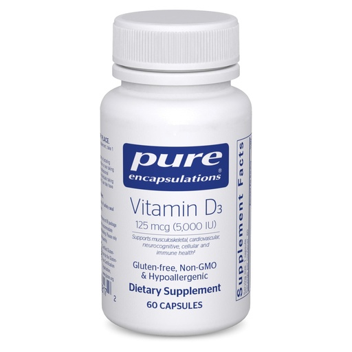 [BRSWIY36CIEA2G3K] Pure Encapsulations Vitamin D3 125 mcg (5,000 IU) - Supplement to Support Bone, Joint, Breast, Heart, Colon, and Immune Health* - with Vitamin D - 60 Capsules