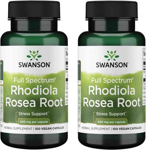 [BRSWGFD3CMHBSD3H] Swanson Rhodiola Rosea Root - Adaptogenic Herb Supplement Promoting Mood Balance & Stress Support - Natural Formula for Energy Support - (100 Capsules, 400mg Each) (2 Pack)