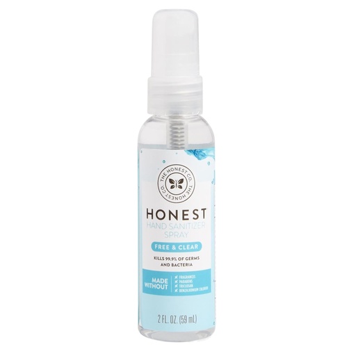 [BRSWGEIFOUIWYCTX] The Honest Company Plant-Based Hand Sanitizer Spray, Kills 99.9% of Germs, Hypoallergenic, Quick-drying, Moisturizing, Fragrance-Free, 2 fl oz