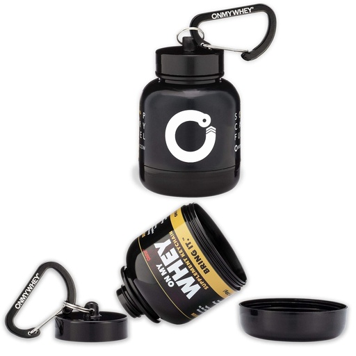 [BRSWGEIKAQIQKCDZ] OnMyWhey - Protein Powder and Supplement Funnel Keychain, Portable to-Go Container for The Gym, Workouts, Fitness, and Travel - TSA Approved, Combo 2-Pack w/ 1 Modern & 1 Classic