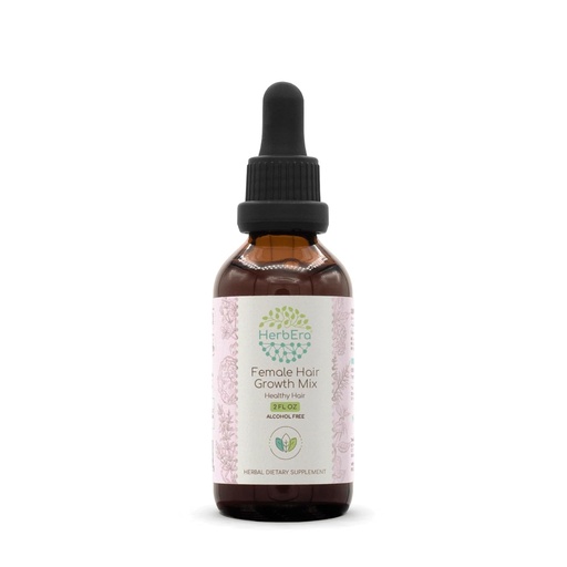 [BRSWYEIPOIFBGF3H] HerbEra Female Hair Growth Mix B60 Alcohol-Free Extract Tincture, Concentrated Liquid Drops Rosemary Leaf, Eleuthero Root, Stinging Nettle Root, Horsetail Herb, Reishi Mushroom, Brahmi Herb. 2 Fl Oz