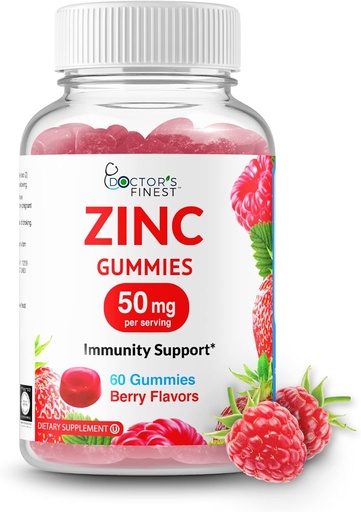 [BRSW2ZA5OUIRGD3Z] Zinc 50mg Gummies – Vegetarian, GMO Free & Gluten Free Vitamin – Great Tasting Berry Flavor Pectin Chews – Adult Dietary Supplement – 60 Count [30 Doses]