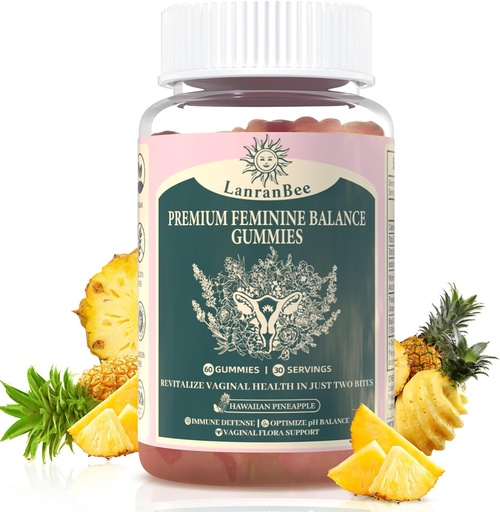 [BRSRAAQYCMJQMALJ] Premium Feminine Balance Gummies Vaginal Probiotic - för kvinnors pH Balanced Health & Wellness - Immune Support - Vegan, Gluten-Free & Halal - Hawaiian Pineapple - 60 Gummies - 30 portioner (1)