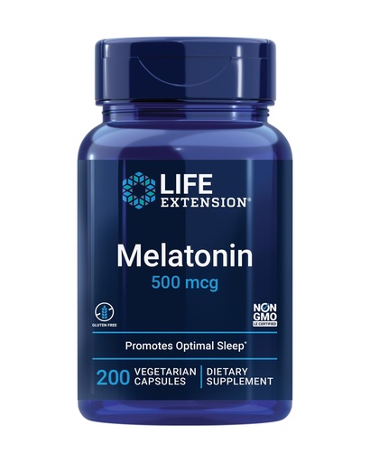 [BRSWIZQPAR6B4GDK] Life Extension Melatonin, 500 mcg – Gently Promotes Sleep, Low Dose, Value Size – Non-GMO, Gluten-Free, Vegetarian – 200 Capsules