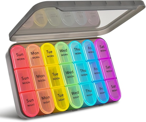 [BRSRMZYFBMNR6YLH] greencycle Weekly Pill Organizer 3 Times a Day,7 Day Pill Box Small Compartments, Portable Daily Medicine Planner Dispenser Case, Home & Travel Pill Container for Vitamins, Fish Oil and Supplements