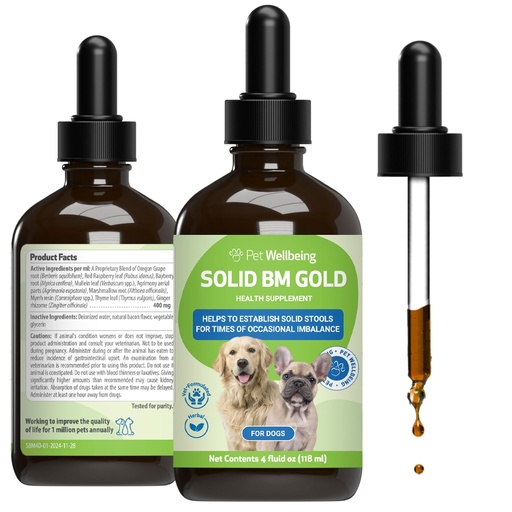 [BRSWGZILOB7BQD34] Pet Wellbeing Solid BM Gold for Dogs - Supports Healthy Digestive Function, Solid Stools, Normal Bowel Movements, Bayberry - Veterinarian-Formulated Herbal Supplement 4 oz (118 ml)