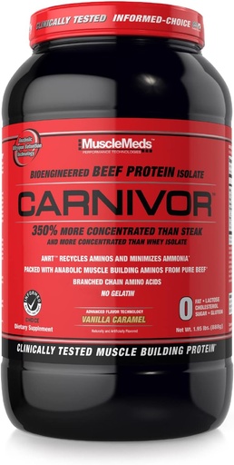 [BRSWIZLYBYNBOGDG] MuscleMeds Carnivor, Light Brown, Vanilla Caramel, 1.95 Pound (Pack of 1)